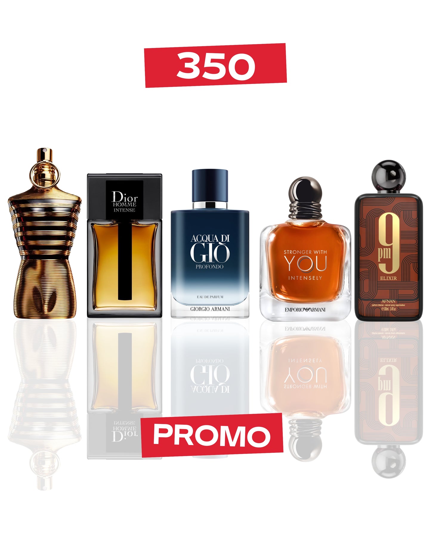 Le Male Elixir 10ML + Dior Homme Intense 10ML + Acqua di Gio Profondo 10ML + Stronger With You Intensely 10ML + 9PM Elixir 10ML