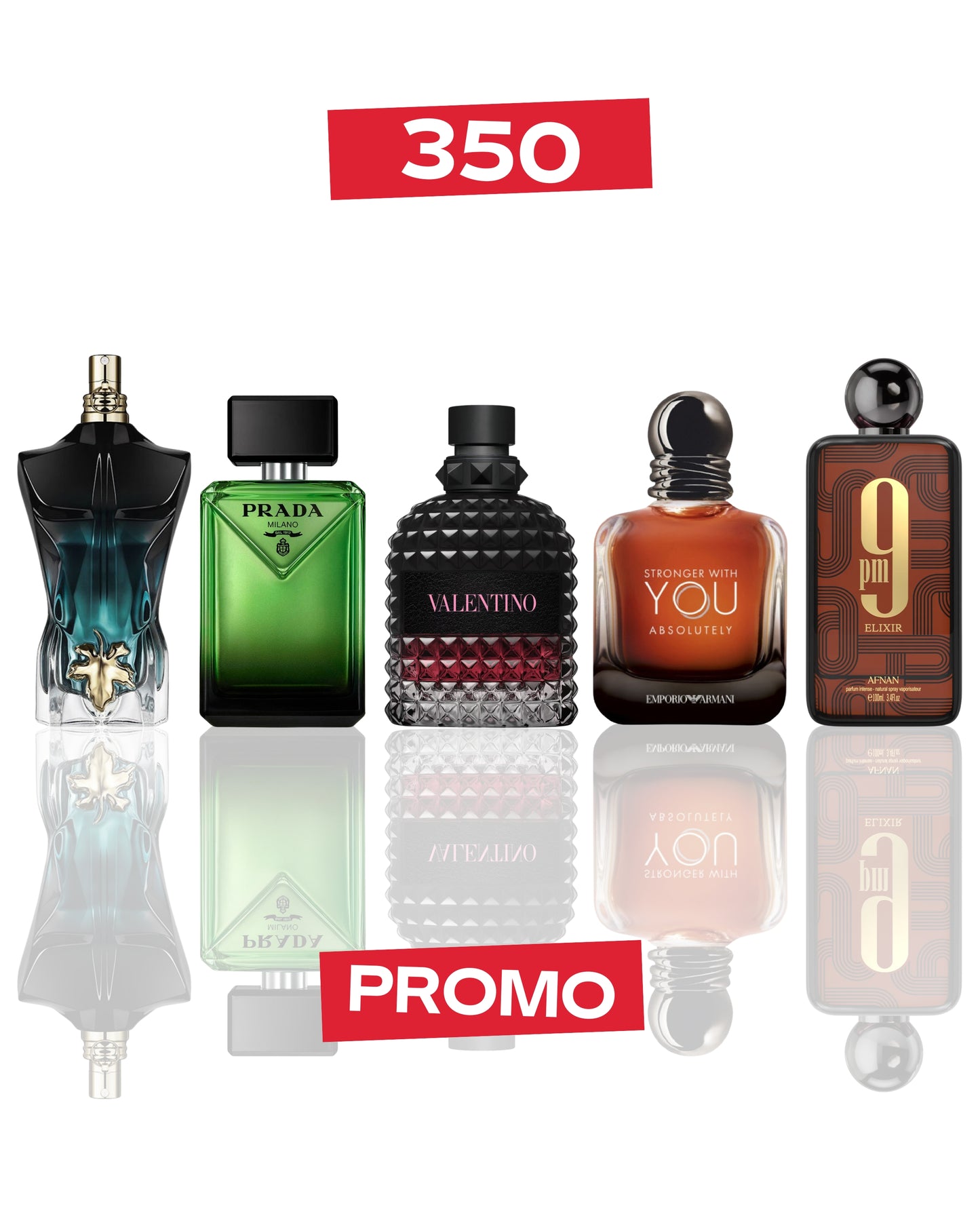 Le Beau Le Parfum 10ML + Prada Paradoxe 10ML + Valentino Uomo Born In Roma 10ML + Stronger With You Absolutely 10ML + 9PM Elixir 10ML
